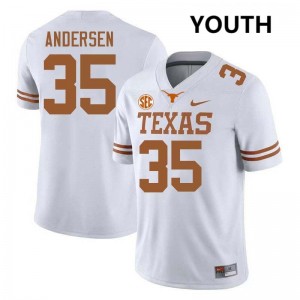 Youth The Horns #35 Rett Andersen High School Football Jersey - White