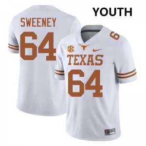 Youth Longhorns #64 Robert Sweeney Embroidery Football Jersey - White