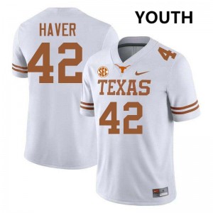 Youth Longhorns #42 Tate Haver Stitched Football Jersey - White