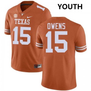Youth Texas Longhorns #15 Trey Owens Player Football Jersey - Texas Orange