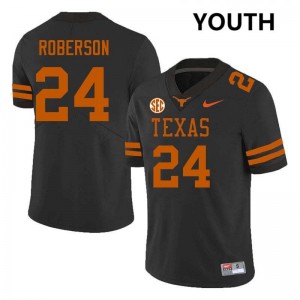 Youth Longhorns #24 Warren Roberson University Football Jersey - Black