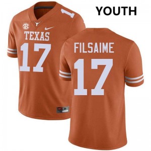 Youth Texas Longhorns #17 Xavier Filsaime Embroidery Football Jersey - Texas Orange
