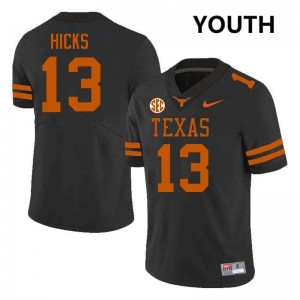 Youth Longhorns #13 Zelus Hicks University Football Jersey - Black