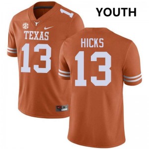 Youth University of Texas #13 Zelus Hicks Limited Football Jersey - Texas Orange