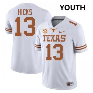Youth Longhorns #13 Zelus Hicks 2025-26 Football Jersey - White