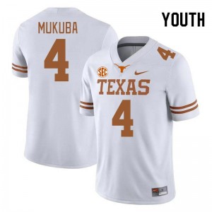Youth Texas Longhorns #4 Andrew Mukuba Embroidery SEC Conference Jersey - White