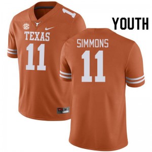Youth Longhorns #11 Colin Simmons Official SEC Conference Jersey - Orange