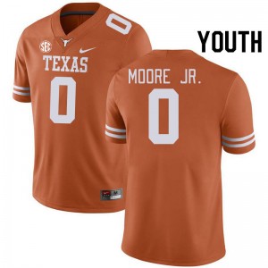 Youth Texas Longhorns #0 DeAndre Moore Jr. Embroidery SEC Conference Jersey - Orange