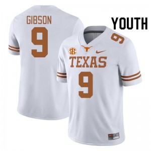 Youth Texas Longhorns #9 Jerrick Gibson Official SEC Conference Jersey - White