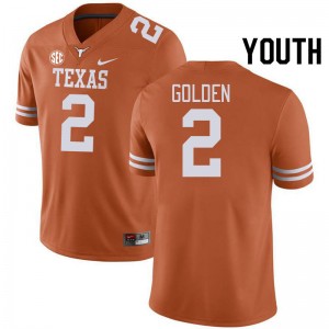 Youth Texas Longhorns #2 Matthew Golden Official SEC Conference Jersey - Orange