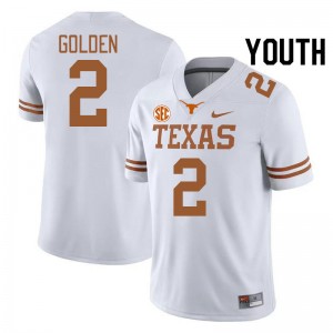 Youth Texas Longhorns #2 Matthew Golden High School SEC Conference Jersey - White