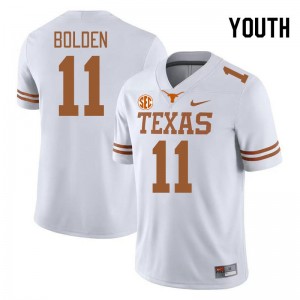 Youth Longhorns #11 Silas Bolden Replica SEC Conference Jersey - White