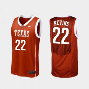 Men's Replica Basketball #22 University of Texas Blake Nevins college Jersey - Burnt Orange