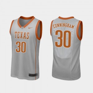 Men's Basketball #30 UT Replica Brock Cunningham college Jersey - Gray