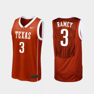 Men #3 Longhorns Basketball Replica Courtney Ramey college Jersey - Burnt Orange