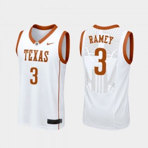 Men's #3 Courtney Ramey college Jersey - White Replica Basketball University of Texas