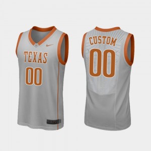 Men's Replica University of Texas Basketball #00 college Custom Jersey - Gray