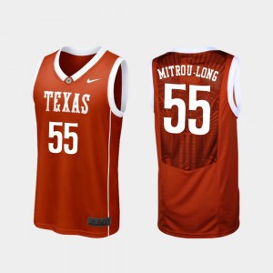 Men's #55 Longhorns Basketball Replica Elijah Mitrou-Long college Jersey - Burnt Orange