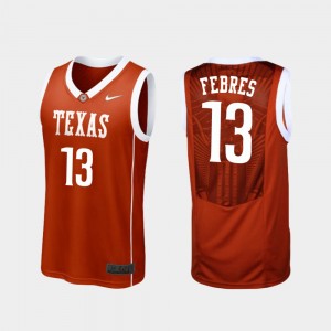 Men's Basketball Replica UT #13 Jase Febres college Jersey - Burnt Orange