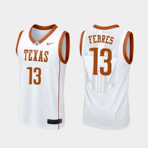 Men's UT #13 Basketball Replica Jase Febres college Jersey - White