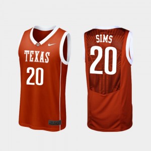 Men's Basketball UT #20 Replica Jericho Sims college Jersey - Burnt Orange