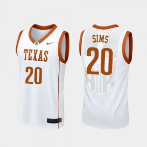 Men Replica Texas Longhorns Basketball #20 Jericho Sims college Jersey - White