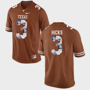 Men #3 Texas Longhorns Pictorial Fashion Jordan Hicks college Jersey - Brunt Orange