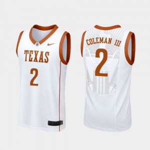 Men's #2 Basketball Replica University of Texas Matt Coleman III college Jersey - White