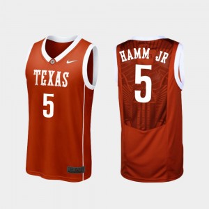 Men Basketball Replica University of Texas #5 Royce Hamm Jr college Jersey - Burnt Orange