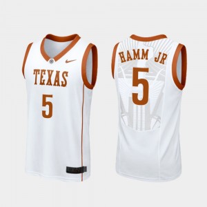 Men's Replica Longhorns Basketball #5 Royce Hamm Jr college Jersey - White