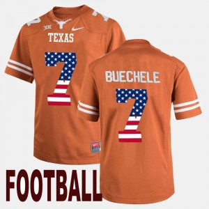 Mens #7 US Flag Fashion Longhorns Shane Buechele college Jersey - Orange