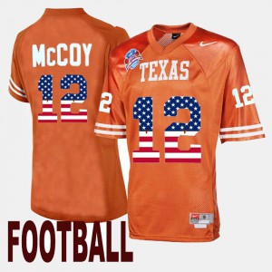 Mens #12 UT Throwback Colt McCoy college Jersey - Orange