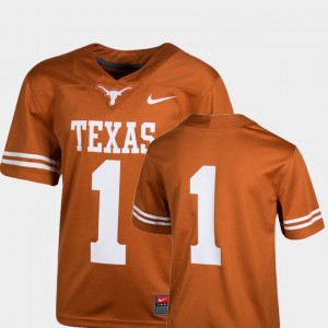 Youth(Kids) Texas Longhorns #1 Team Replica Football college Jersey - Texas Orange