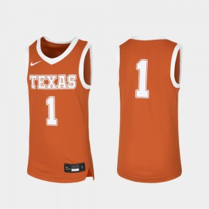 Kids #1 Basketball Replica University of Texas college Jersey - Orange