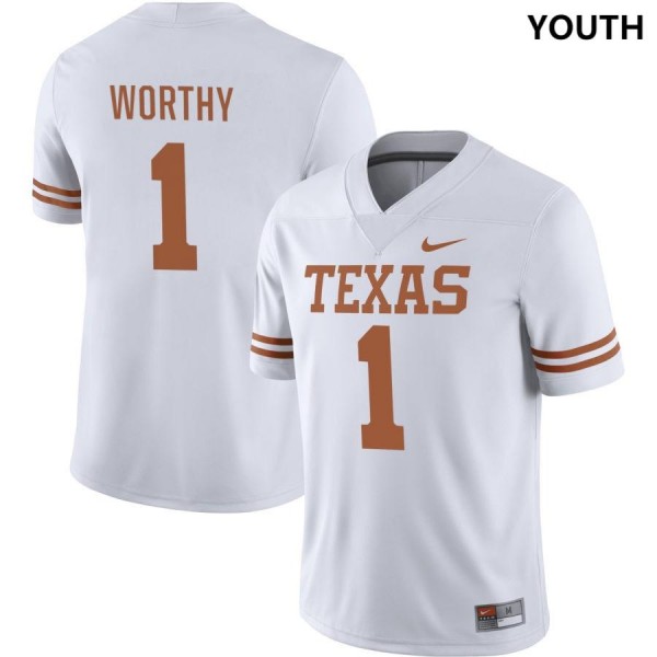 Youth Longhorns 1 Xavier Worthy Nike NIL College Jersey White